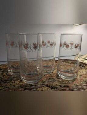 4 Super Sweet Cottage Core Pink Hearts Corelle Forever Yours Tumblers 16oz